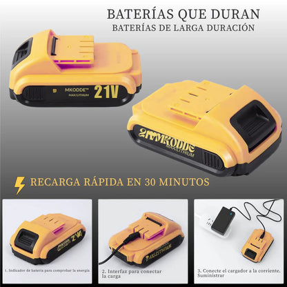 KIT Taladro Inalámbrico 21V con 93 Piezas - Kit Completo para el Hogar